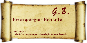 Gremsperger Beatrix névjegykártya
